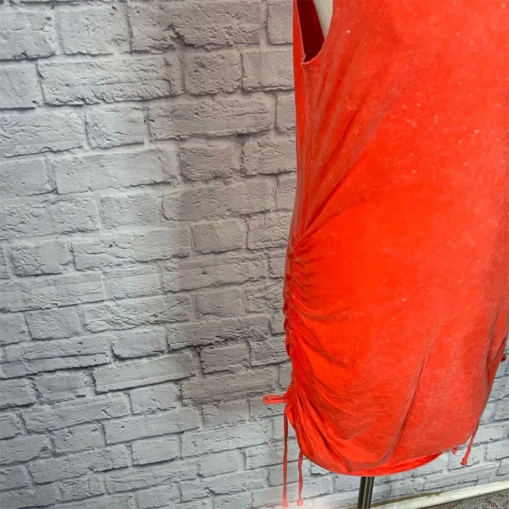 Victoria's Secret PINK Sleeveless Ruched Drawstring Dress Coral Orange XL - Picture 7 of 9
